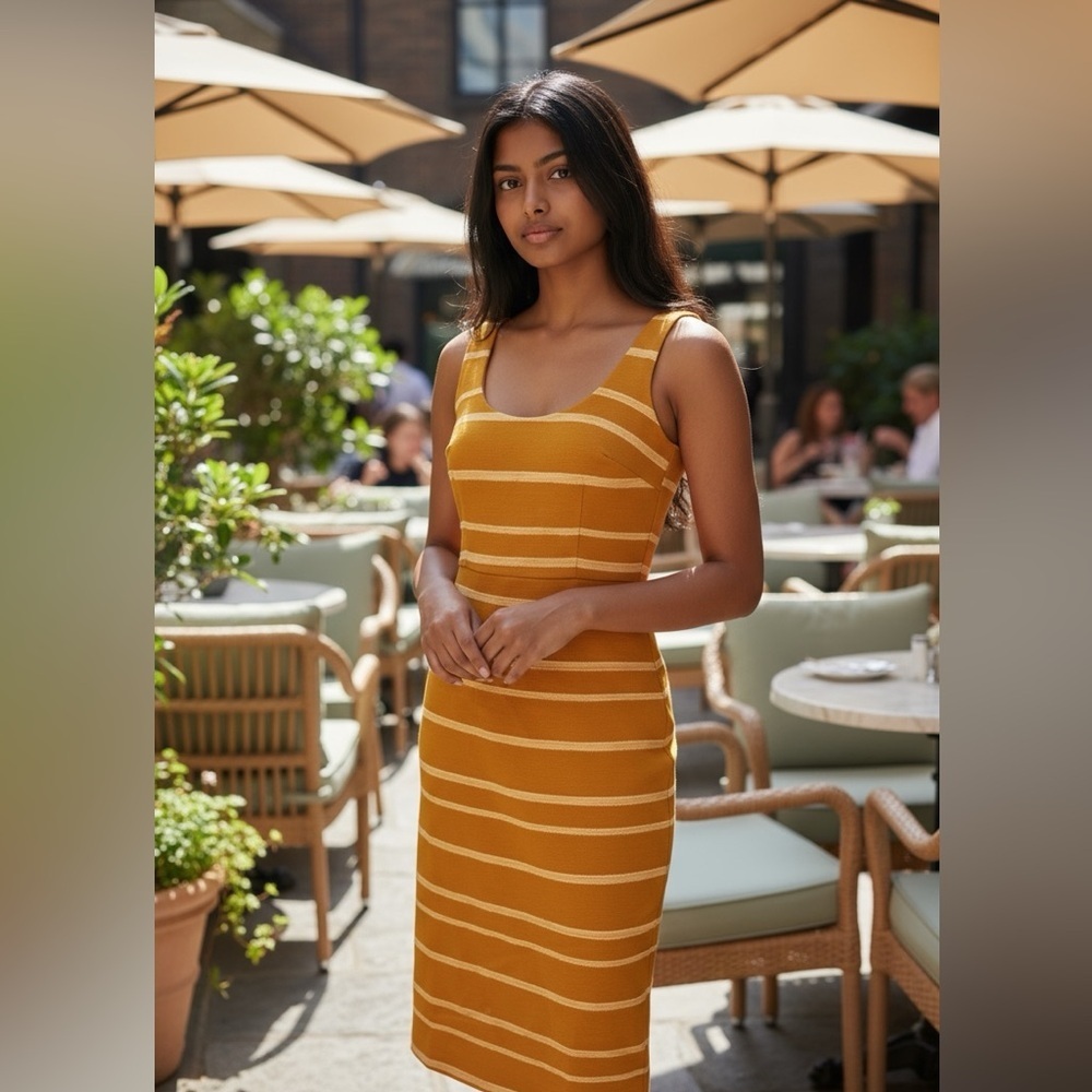 JCrew gold and pink striped sheath dress. Size 00